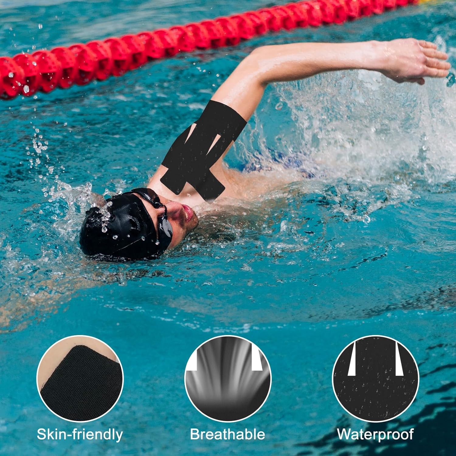 Shoulder Pain Relief Tape – 15pcs Precut Kinesiology Athletic Tape, Waterproof