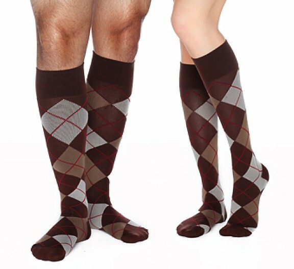 Compression Socks Dr. Comfort Rejuva® 20-30 mmHg LARGE BROWN Knee Argyle Unisex