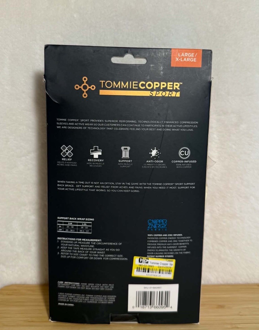 Tommie Copper Sport Comfort Back Brace L/XL Support Wrap