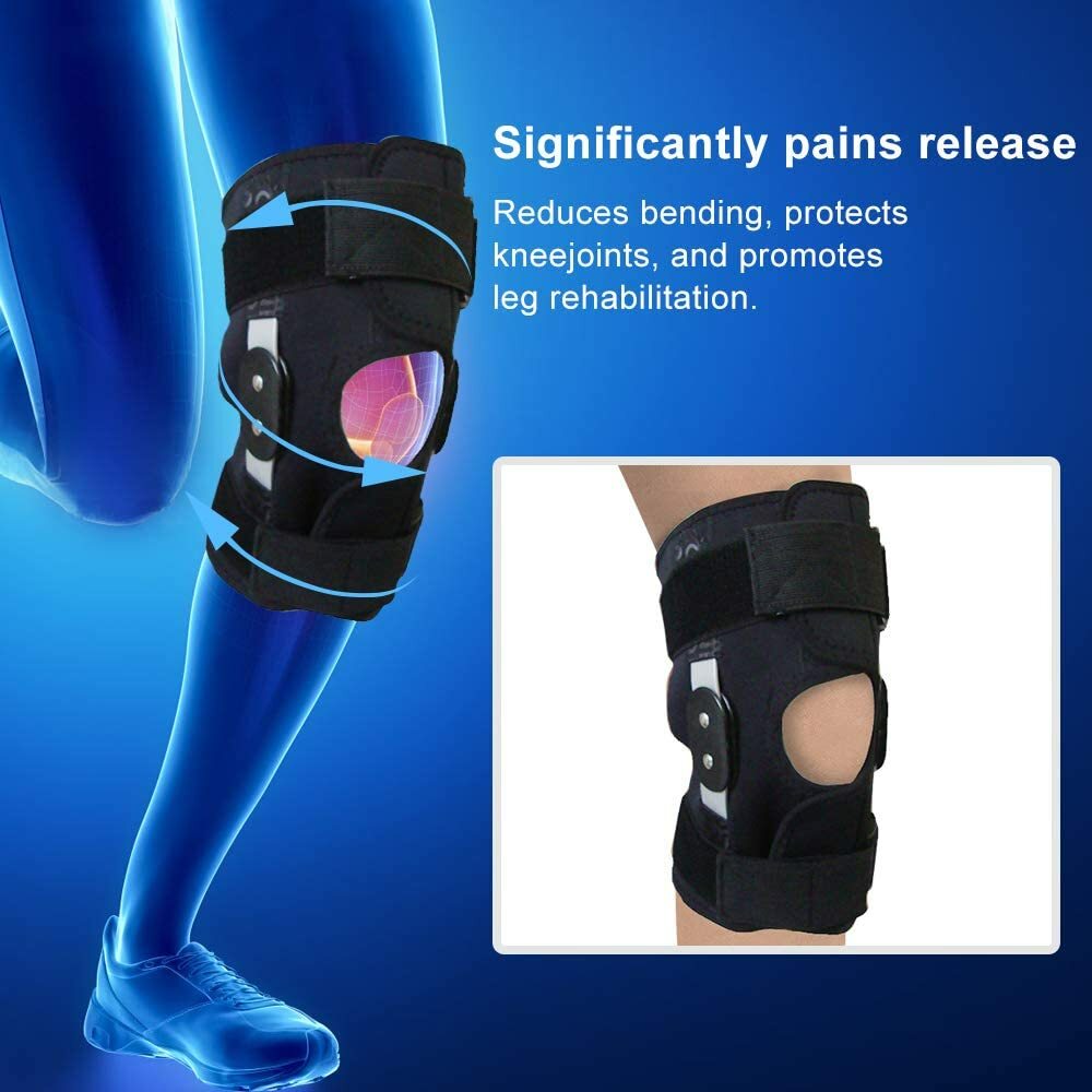 Hinged Knee Brace, 4 Sizes Available for Men and Women, Knee Support for ACL