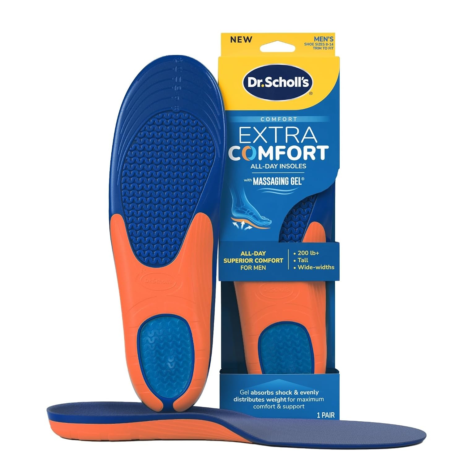 Dr Scholls Men’s Support Insoles Size 8-14 Extra Comfort Insoles for Men