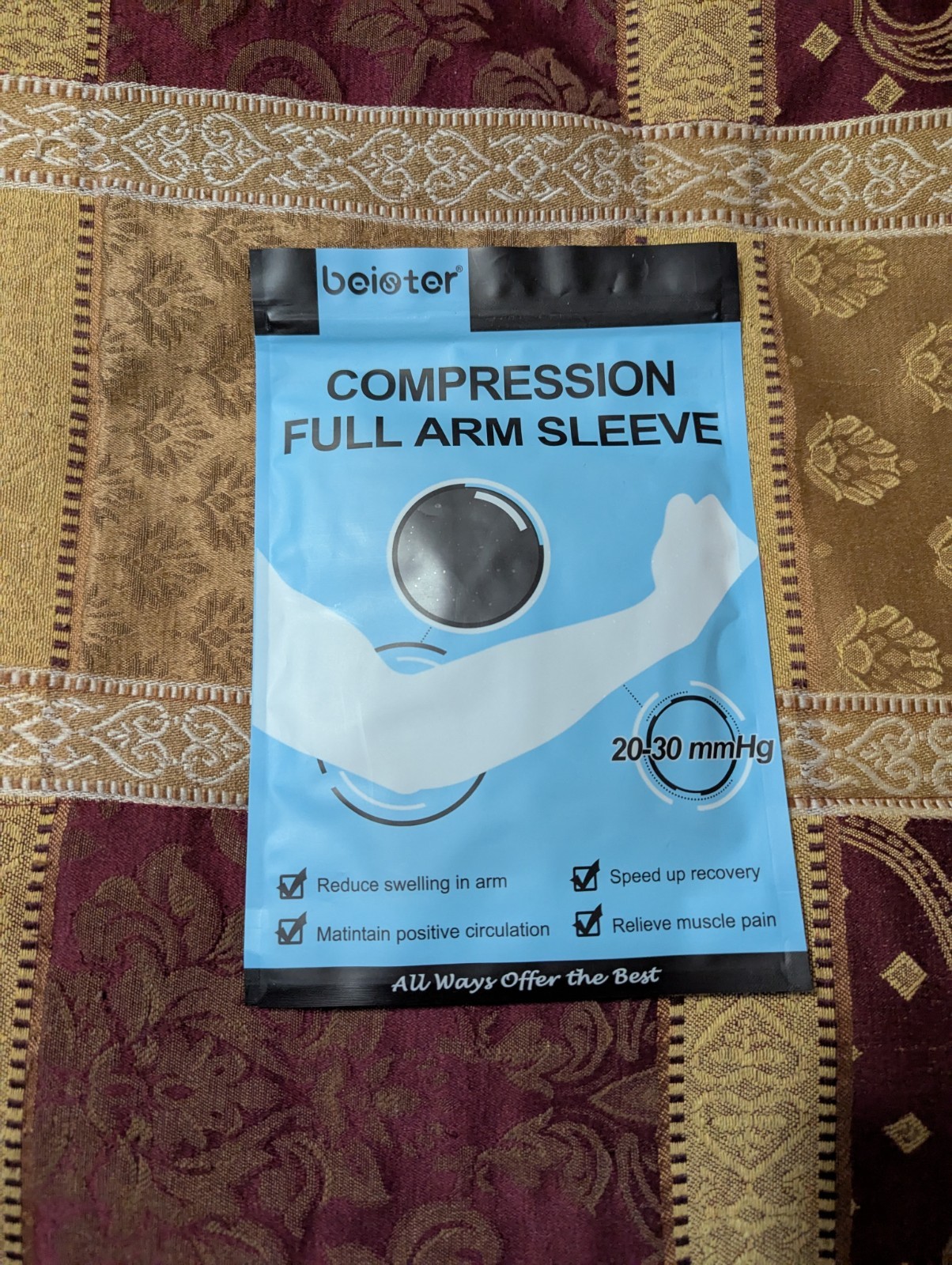 Boistor Full Arm Sleeve Compression Size Large Black New