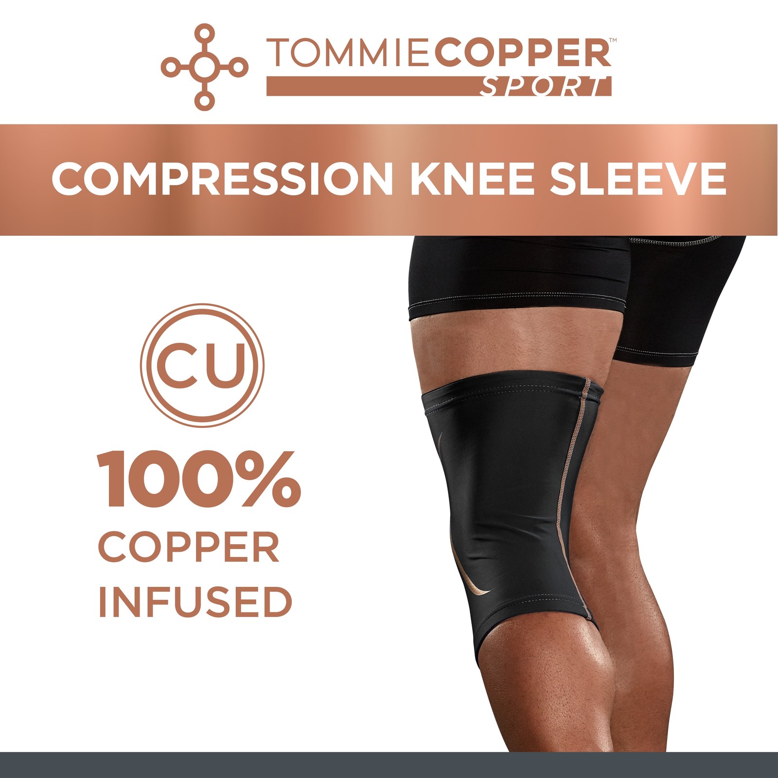 Tommie Copper Sport Compression Knee Sleeve, Black, Small/Medium, 1 pack