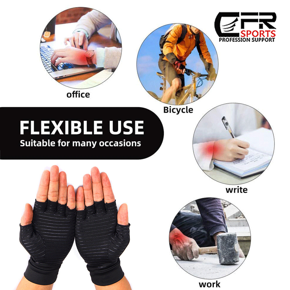 1 PAIR Copper Arthritis Compression Gloves Hand Support Joint Pain Relief CFR HG