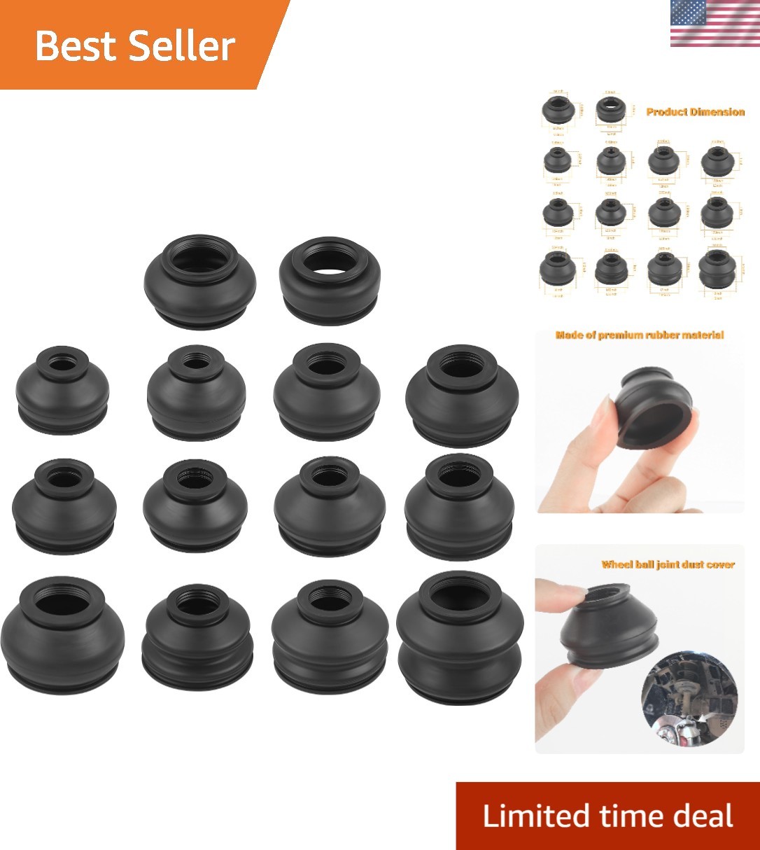 14PCS Universal Rubber Ball Joint Boot for Cars, SUVs & Trucks – Easy Install