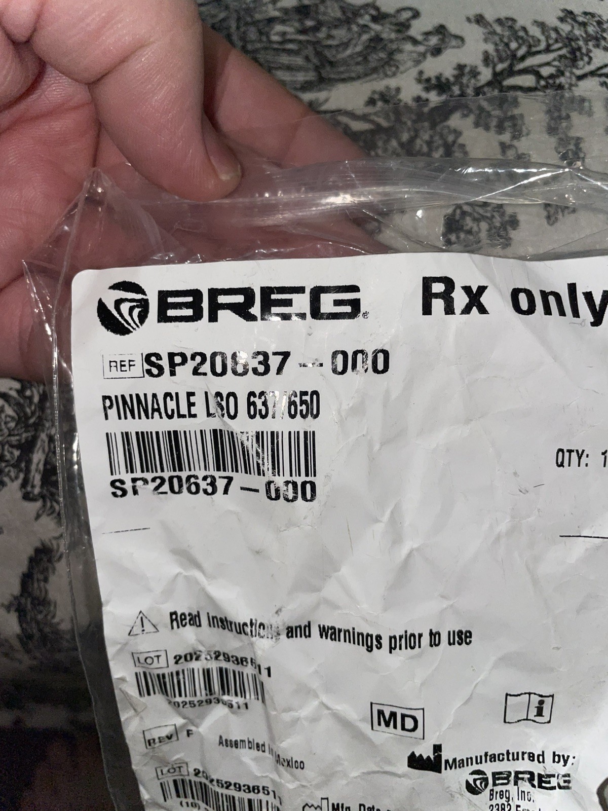 Breg Lower Spine Support Brace Pinnacle Adjustable Size