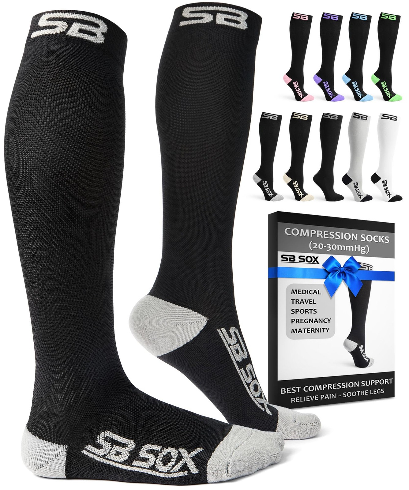 SB SOX Compression Socks for Men Women 20-30 mmHg – Best Support Stockings