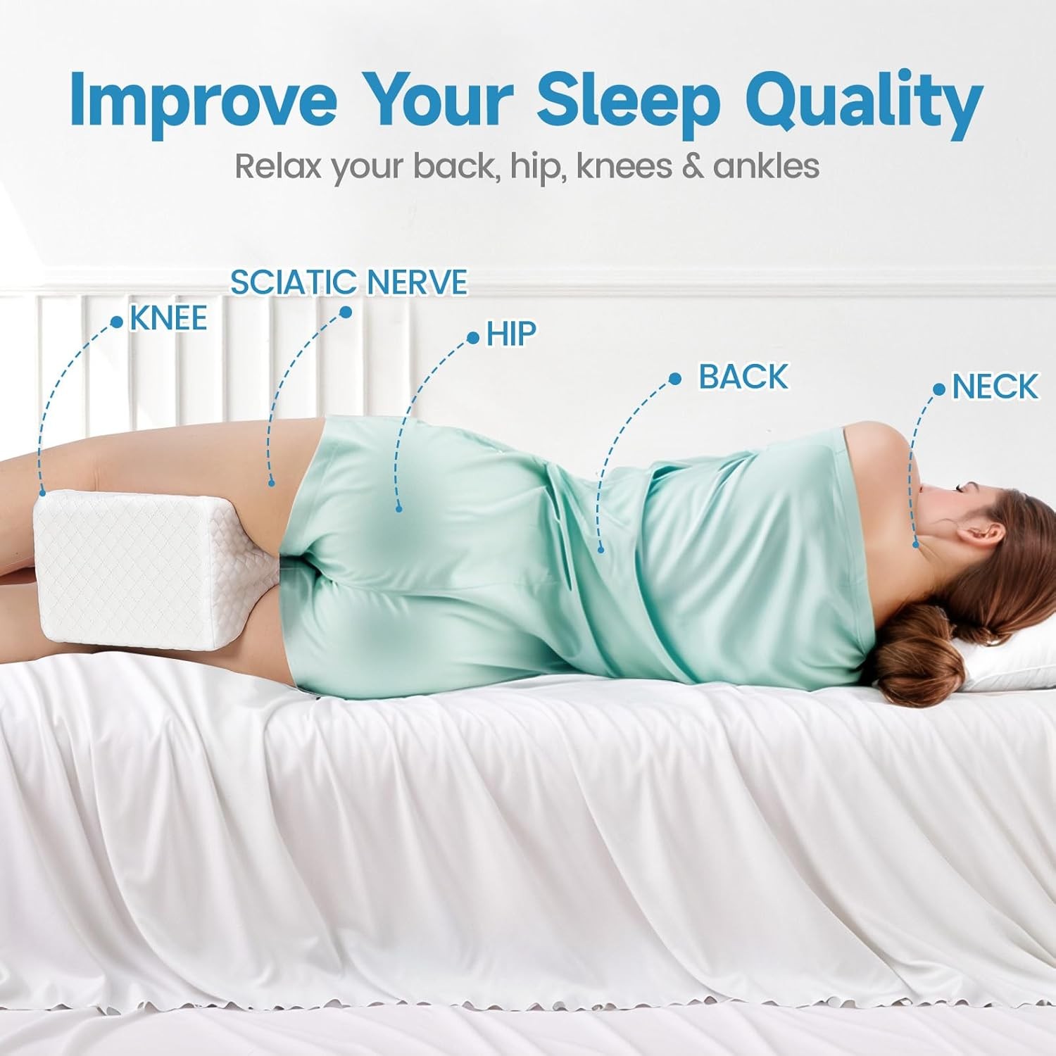 Memory Foam Knee Pillow for Side Sleepers, Support Leg Pillow for Side Sleeping,