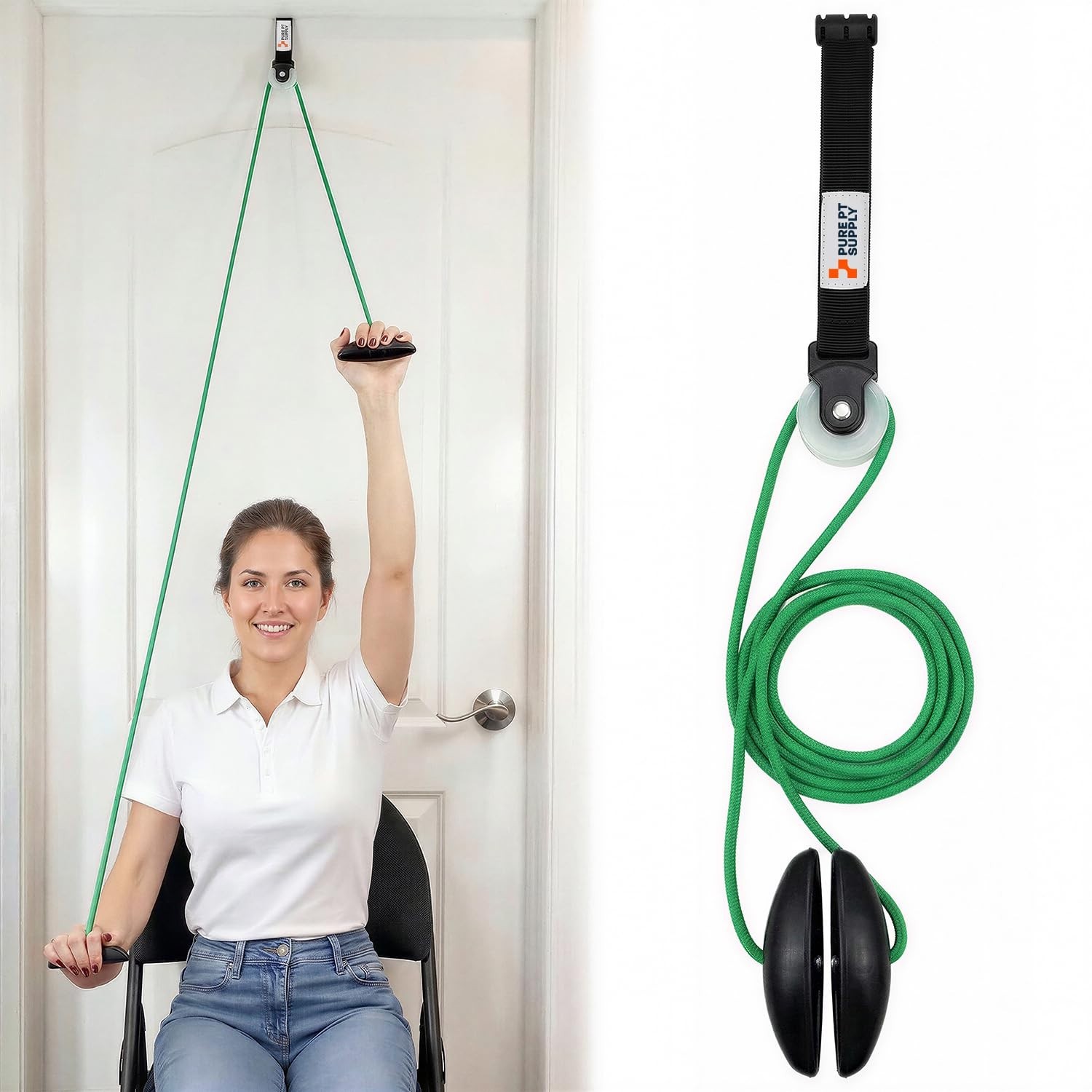 Shoulder Pulley for Physical Therapy – Over-the-Door Rehab System, Strong Handle