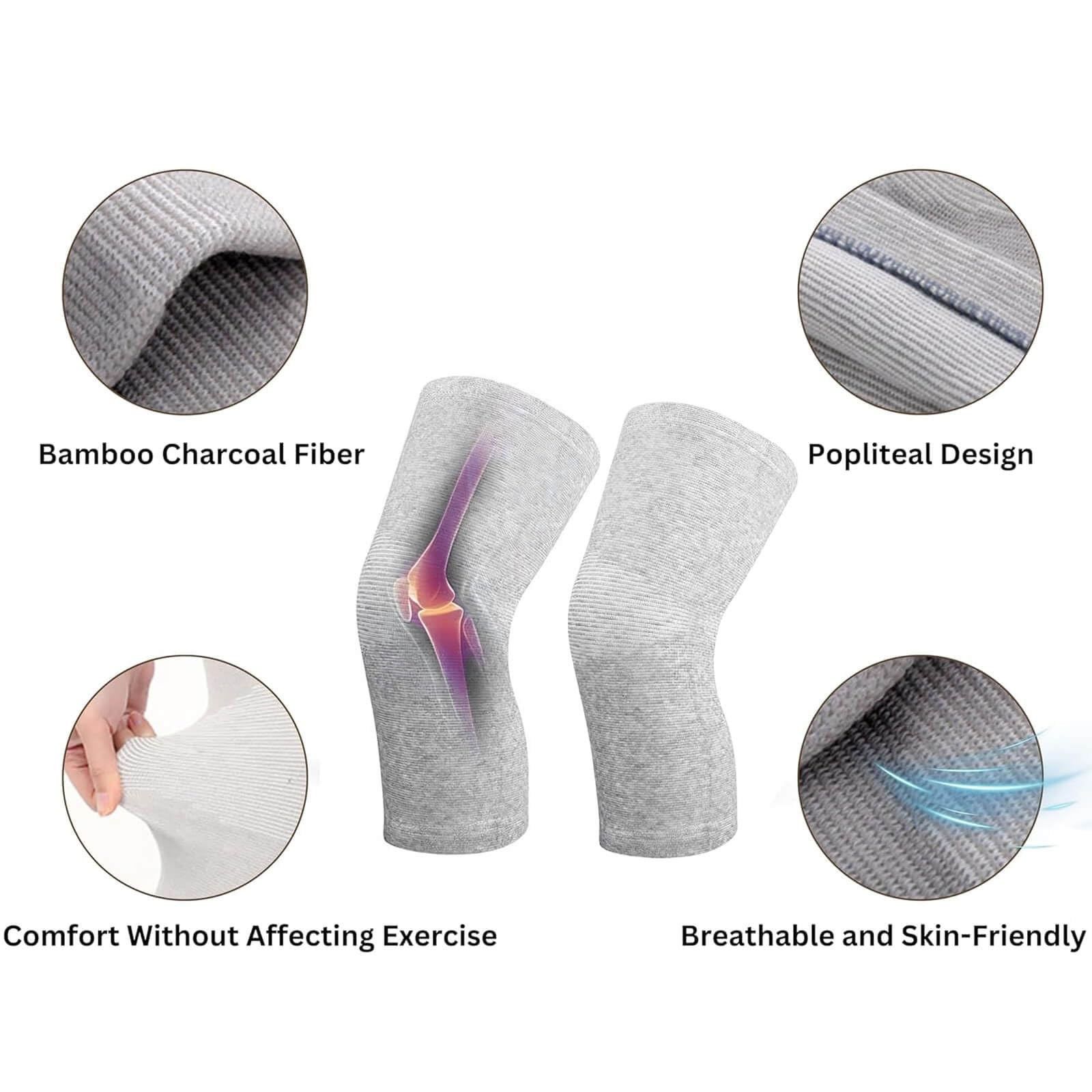Bamboo Knee Sleeve for Knee Pain – One Pair Compression Bamboo Knee Sleeves f…