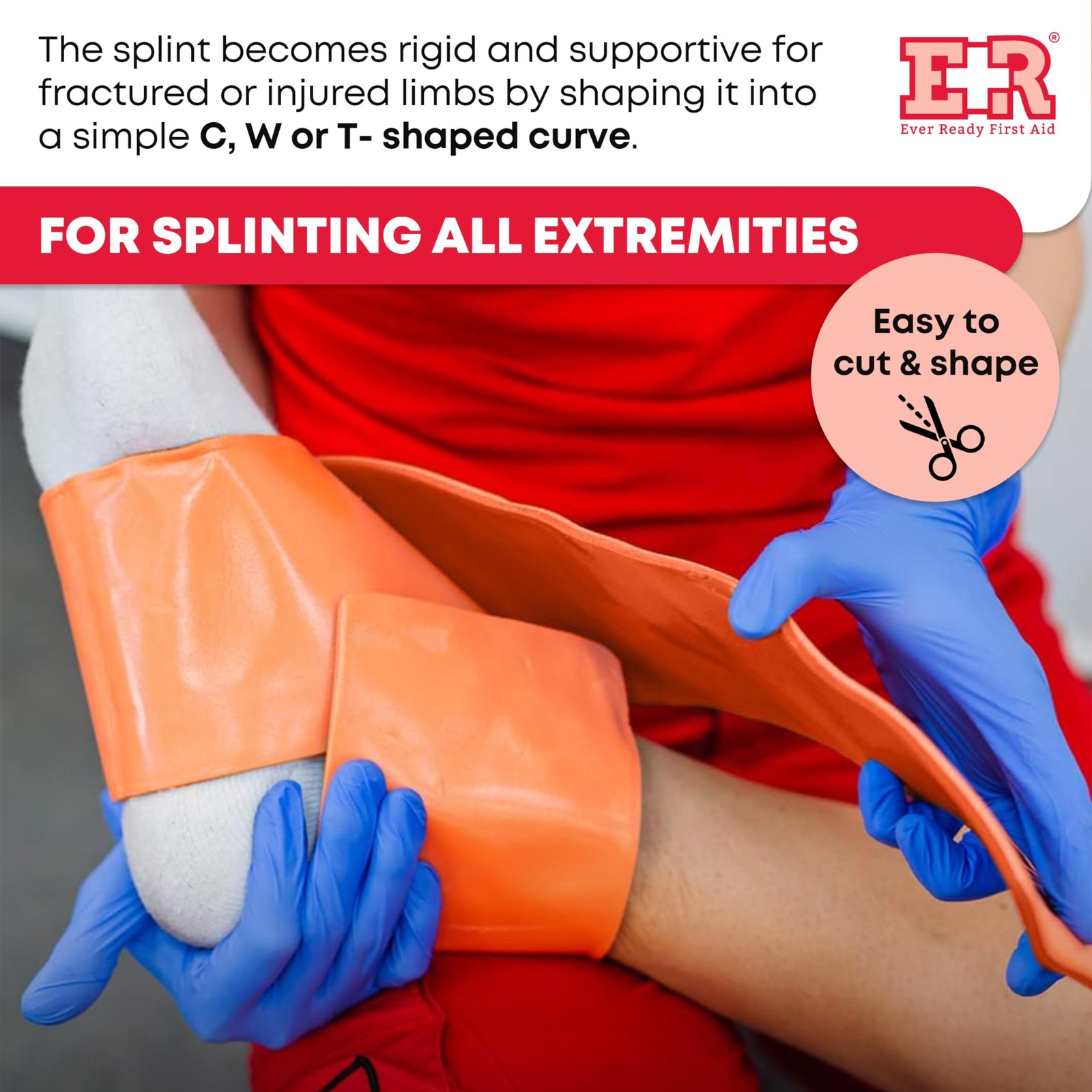 Ever Ready First Aid Universal Aluminum Splint, 3 Count (Pack of 1), Orange
