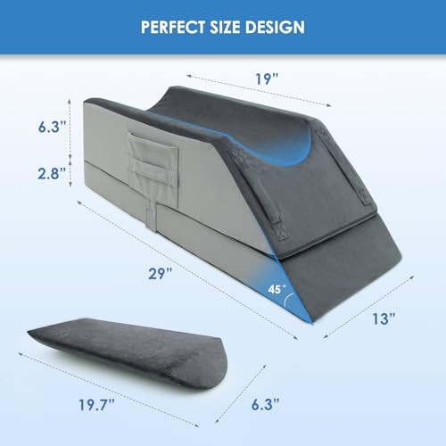 Leg Elevation Pillow for After Surgery, 4-Height Adjustable, U-Shaped, Grey