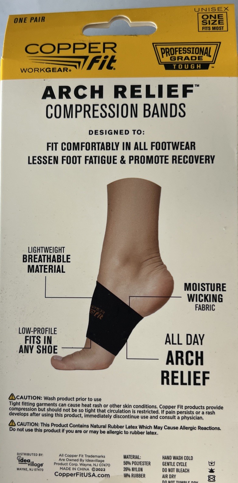 2-Copper Fit Arch Relief Compression Bands, Professional Grade Plantar Fascitis