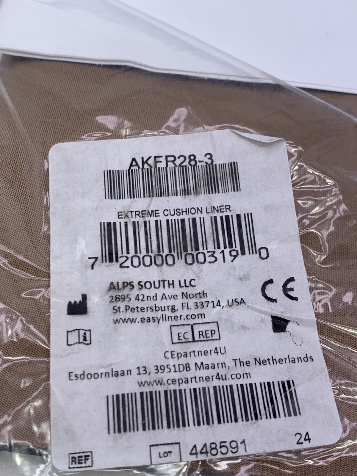 alps Extreme prosthetic Cushion liner, Size 28, Grip Gel, 3mm Thickness.