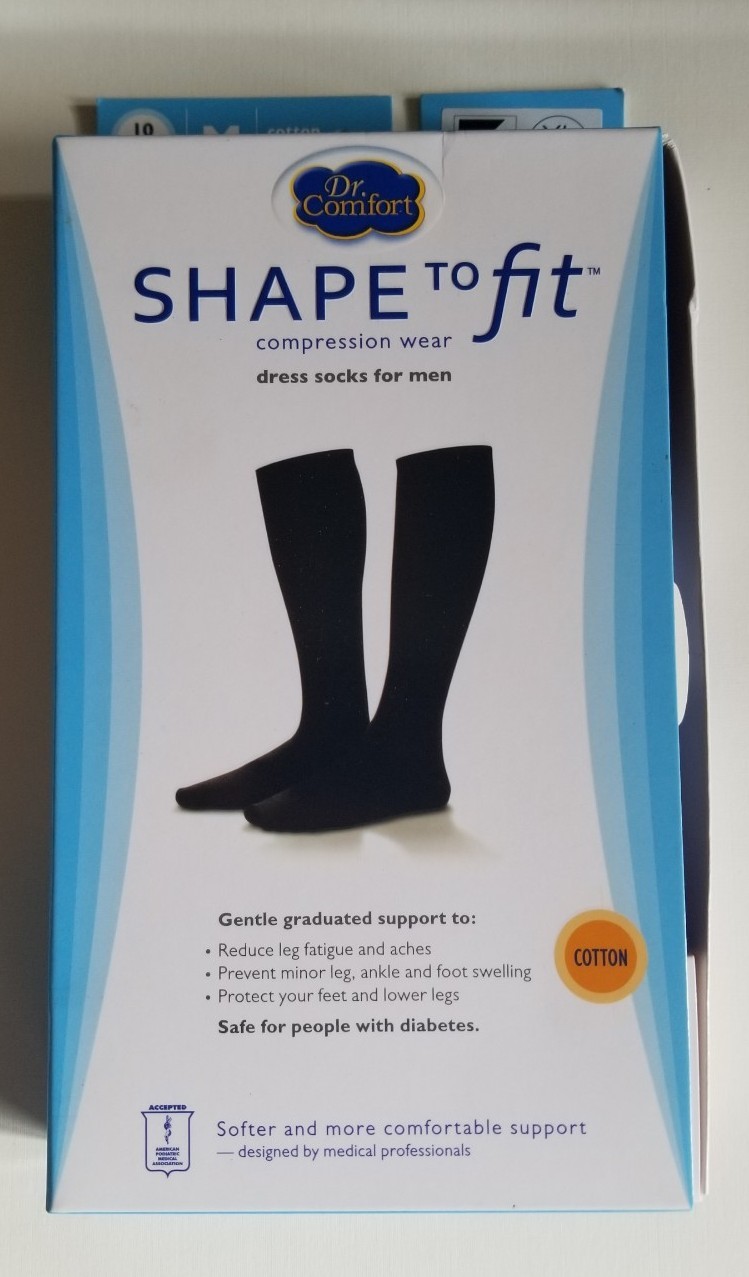 Mens 10-15 Medium Compression Knee Dress Socks Supports Dr Comfort Shape to Fit