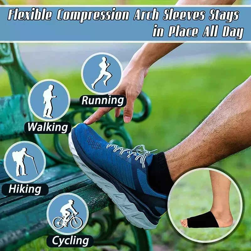 2*Arch Support Gel Pad Compression Support Sleeves Foot Relief Plantar Fasciitis