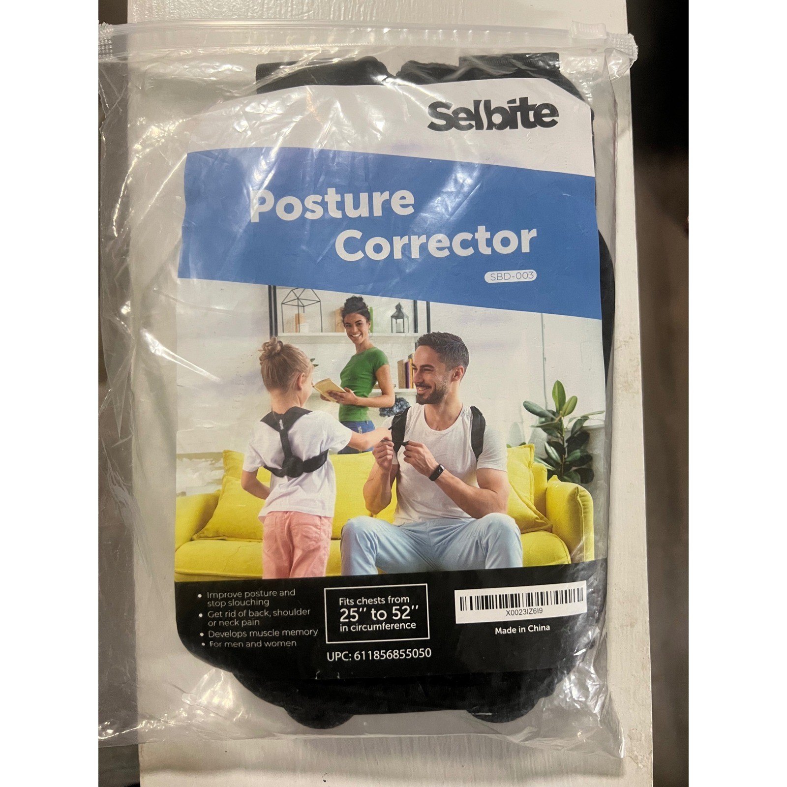 Selbite Posture Corrector SBD-003 Adjustable Back Support Brace Black Universal
