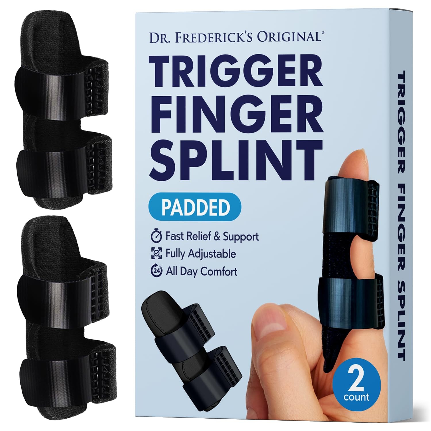 Dr. Frederick’s Original Trigger Finger Splint – 2 Pieces – Doctor-Developed Des