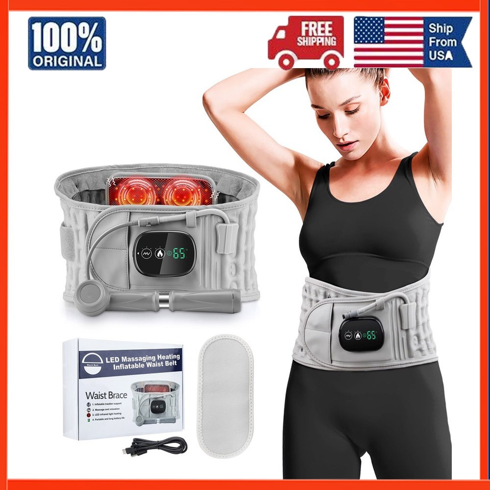 Electric Lower Back Massager for Pain Relief Heated Vibration Waist Lumbar Belt