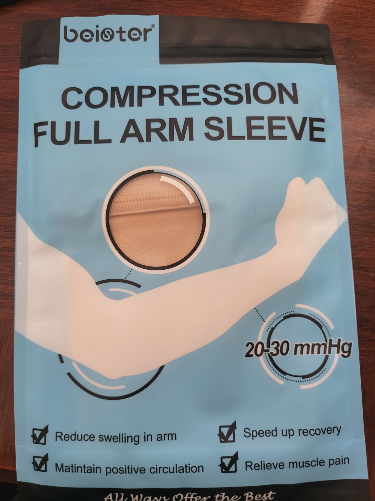 Boistor Full Arm Sleeve Compression Size Medium Beige New