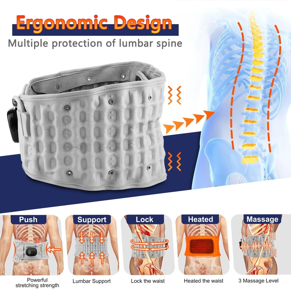 2026 New Arrival Decompression Lumbar Belt Red Light Heating &Vibration Massager