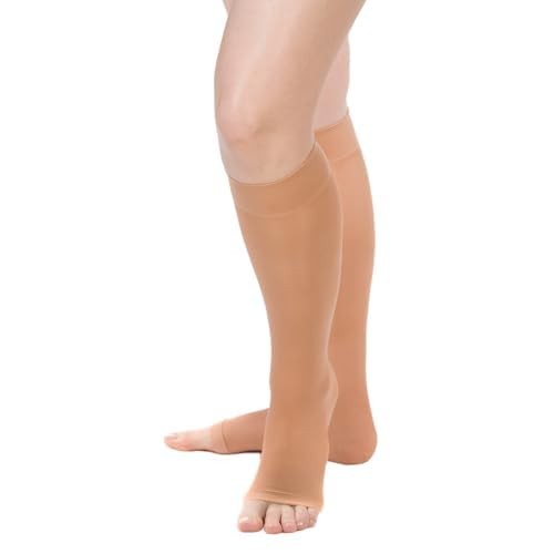 Allegro Women’s Sheer Knee High Compression Stockings 8-15 mmHg Large, Nude