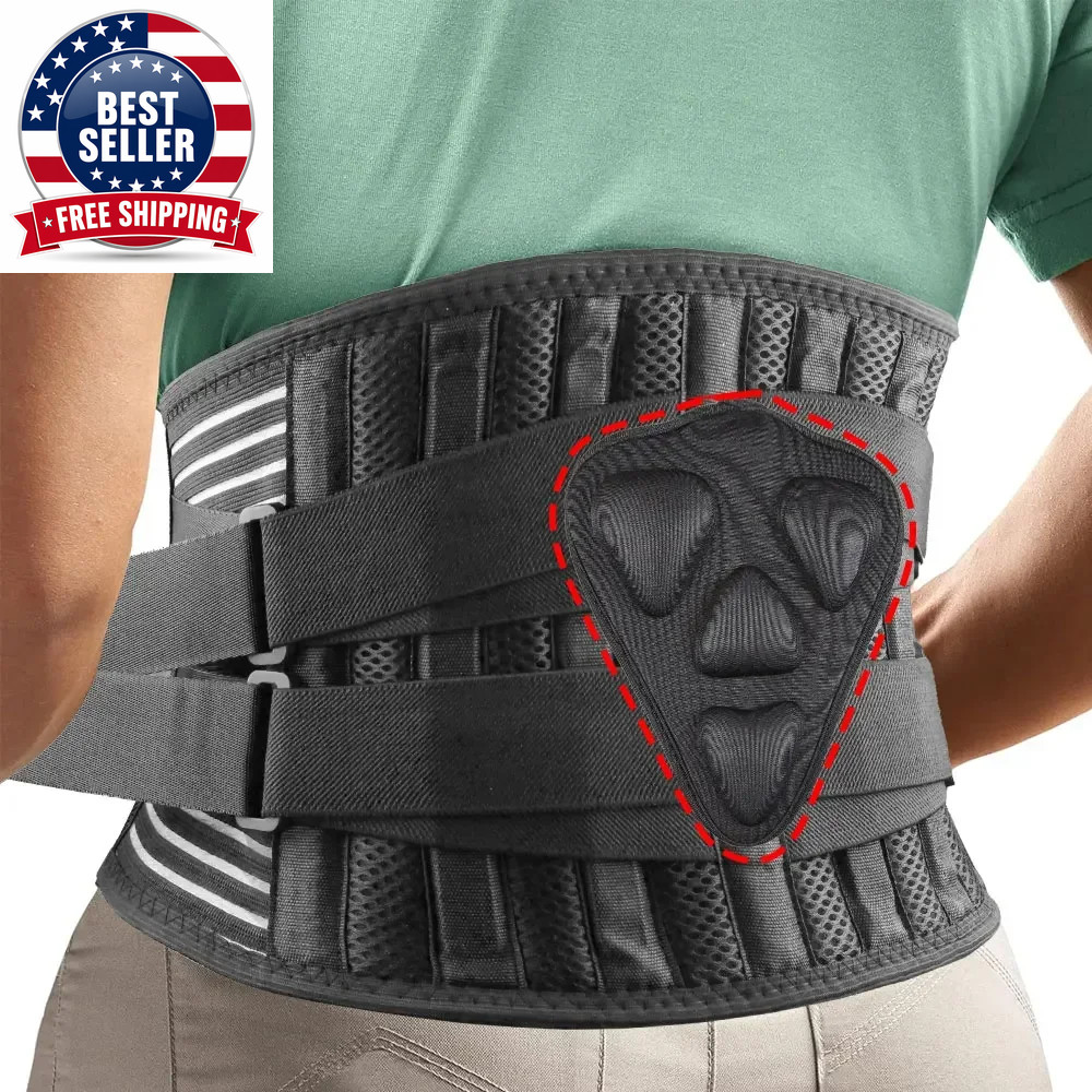 Adjustable Lumbar Support Back Braces for Lower Back Pain Relief with 5 Stays, B