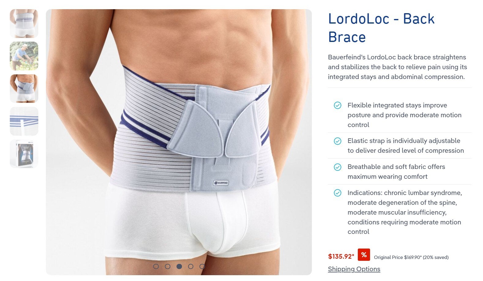 Bauerfeind LordoLoc Belt Back Support Brace Germany Made Sz 3