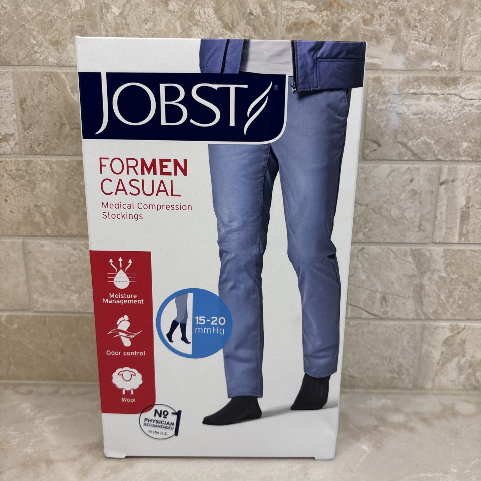 Jobst for Men Mens Casual Compression Knee Socks 15-20 mmhg Supports Therapeutic