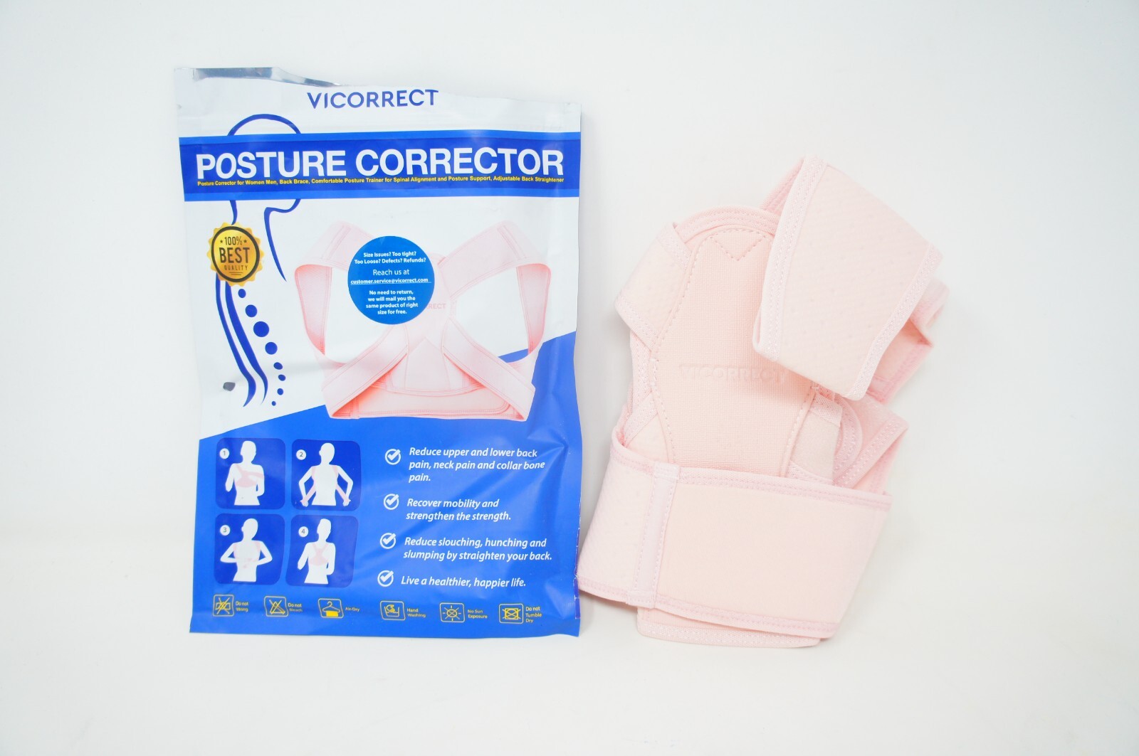 Vicorrect Posture Corrector, Medium Pink