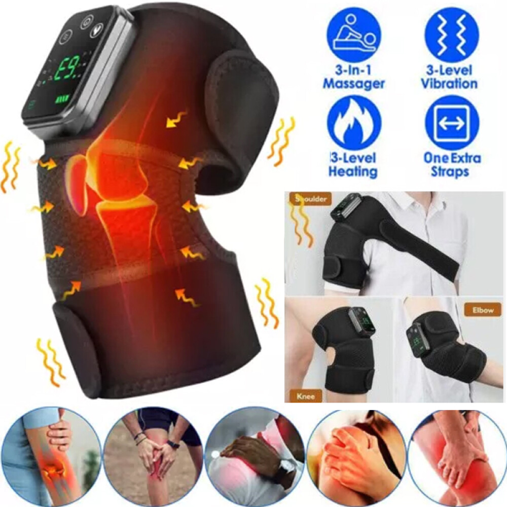 2PACK Heated Vibration Knee Massager, Cordless Heating Knee Support Wrap Massage