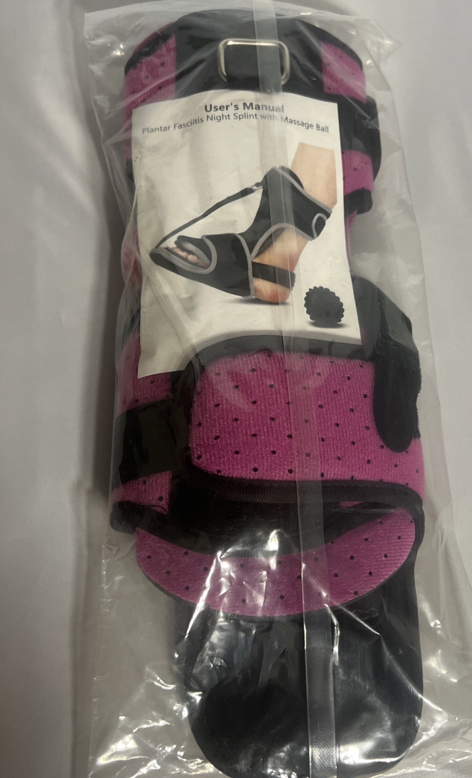 Kelong Plantar Fasciitis Night Splint with Massage Ball, Pink