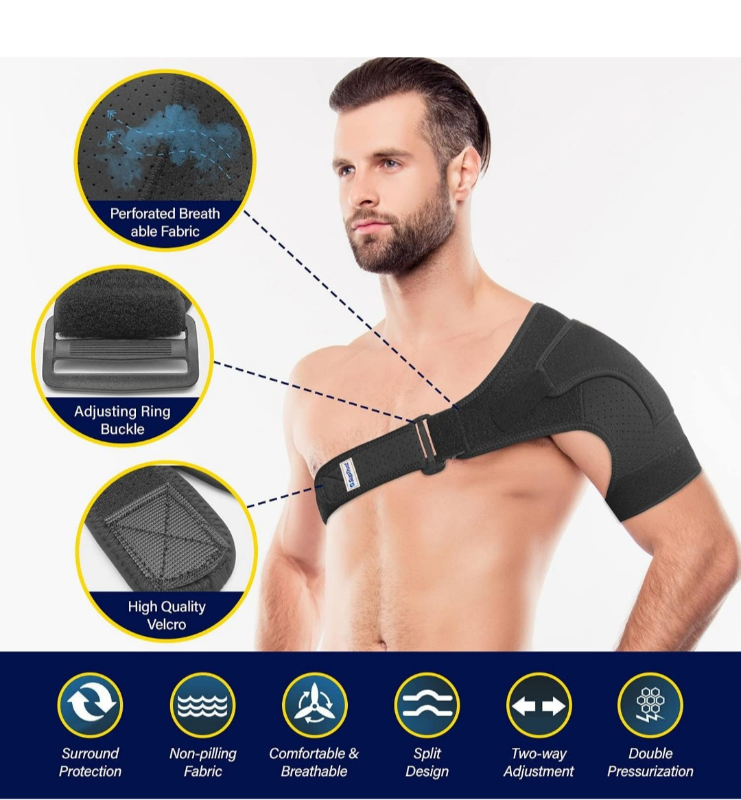 Suptrust Recovery Shoulder Brace for Men and Women, One Size, Black