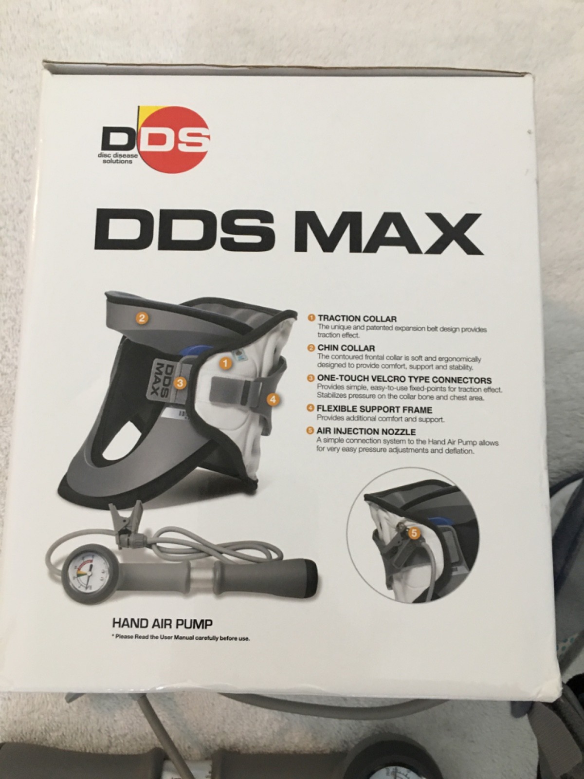 DDS MAX Cervical Traction Collar Neck Brace with Manual Air Pump