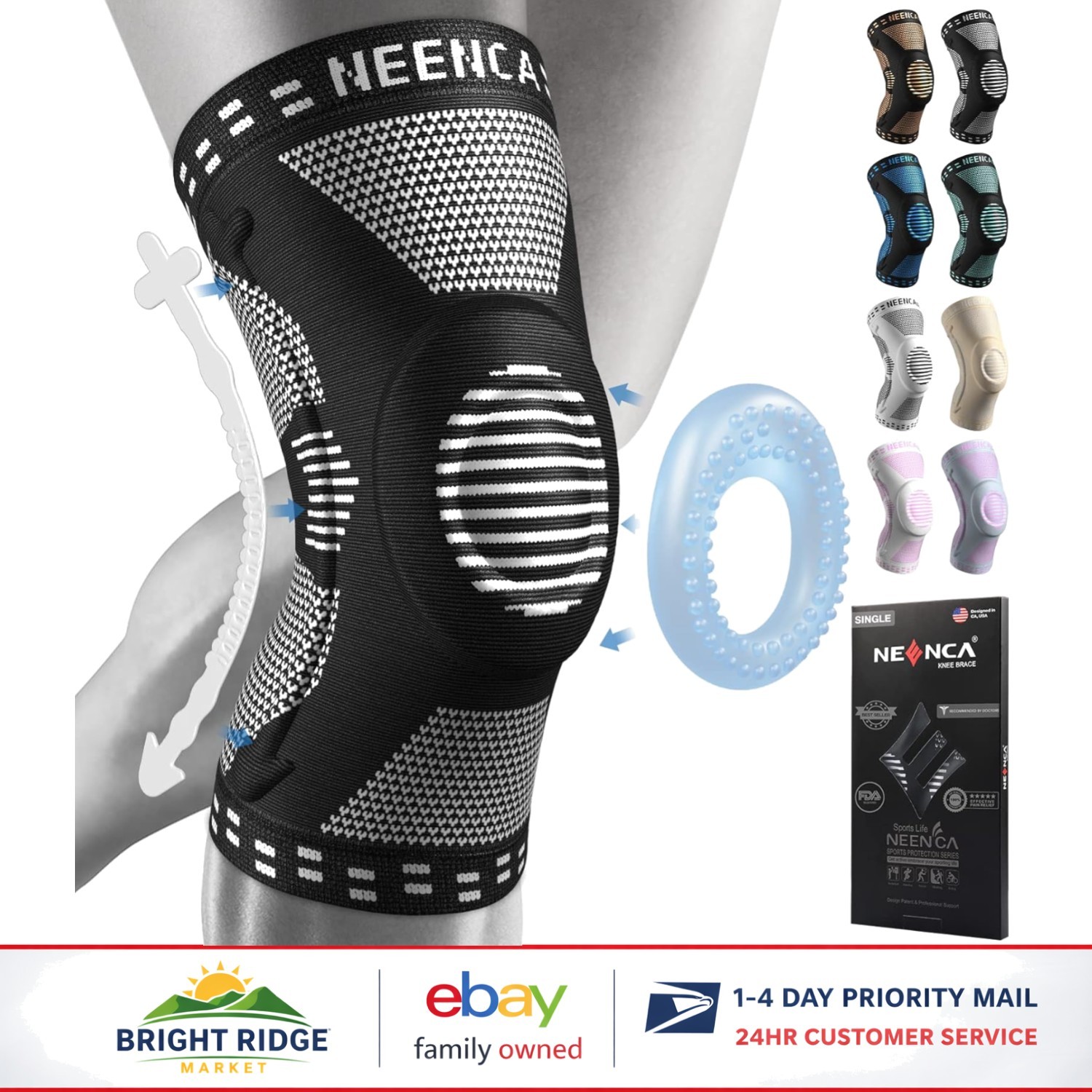 Supportive Knee Sleeve with Stabilizers for Running, Weightlifting, and Fitness