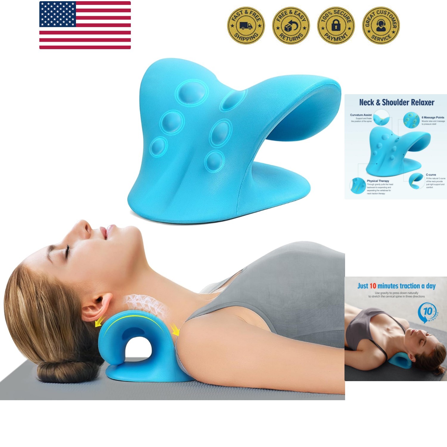 Neck Stretcher for Pain Relief, Neck and Shoulder Relaxer Cervical Traction D…