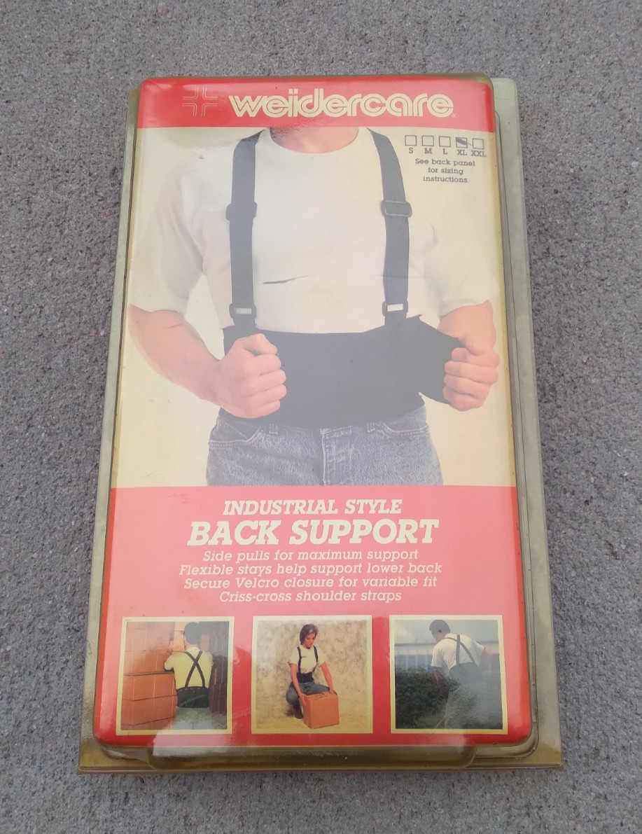Weidercare Industrial Style Back Support XL Black Shoulder Straps NEW Vintage