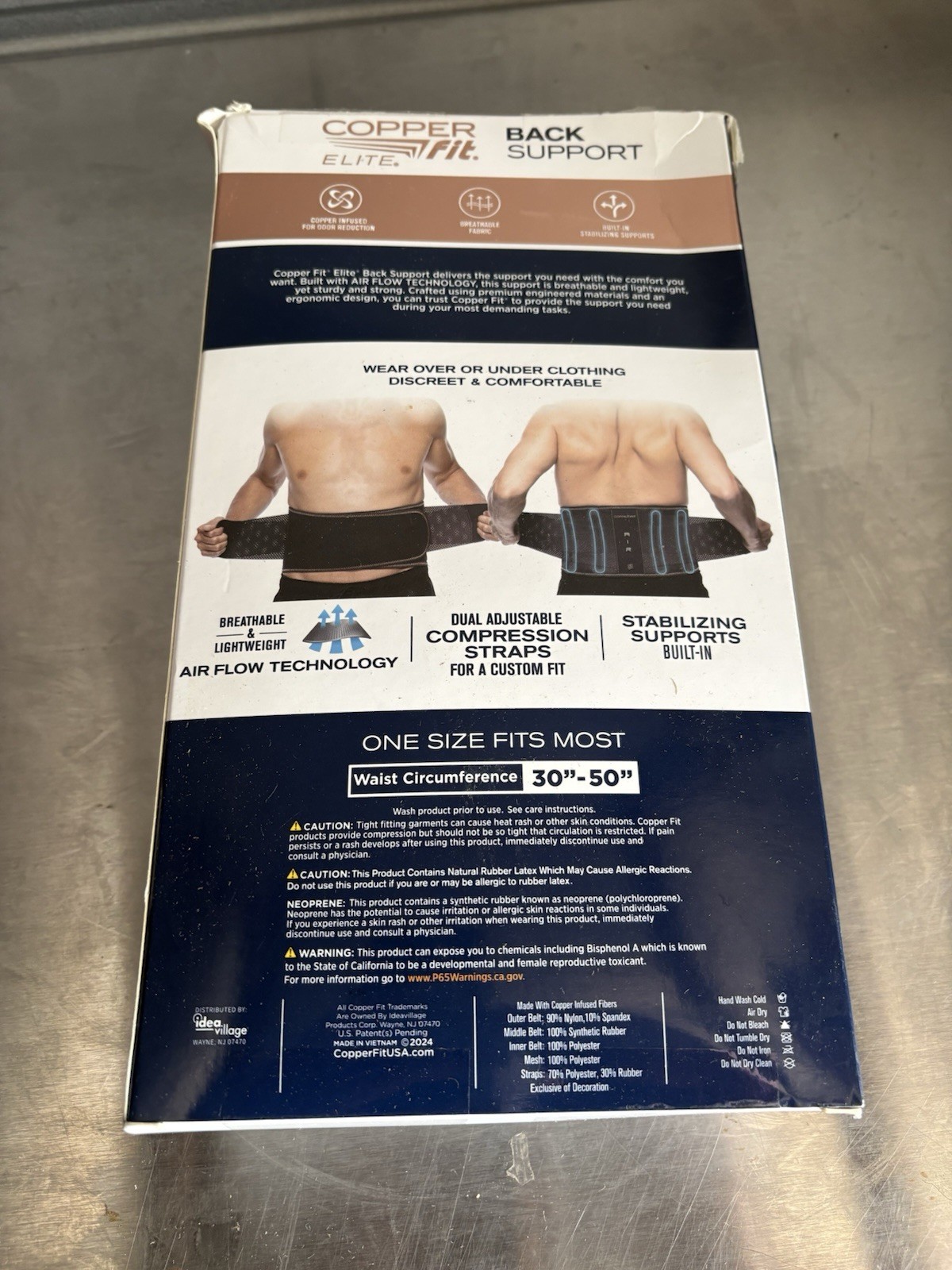 Copper Fit Elite Back Support AirFlow Back Brace Adjustable Double-Band 30-50″