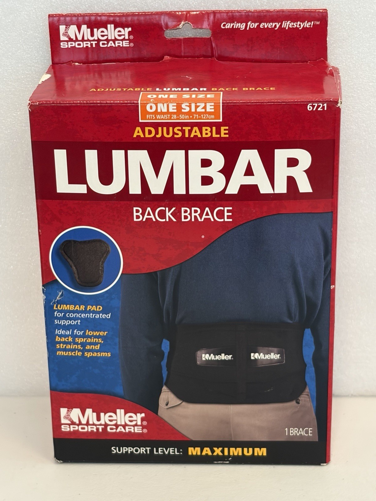 Mueller Sport Care Lumbar Brace Model 6721 Maximum Support in Black
