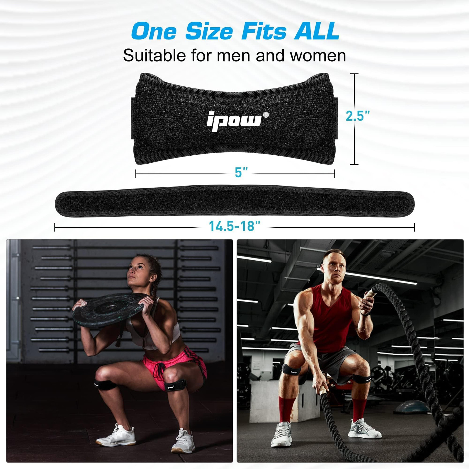 tIPOW 2 Pack Knee Pain Relief & Patella Stabilizer Knee Strap Brace Support for