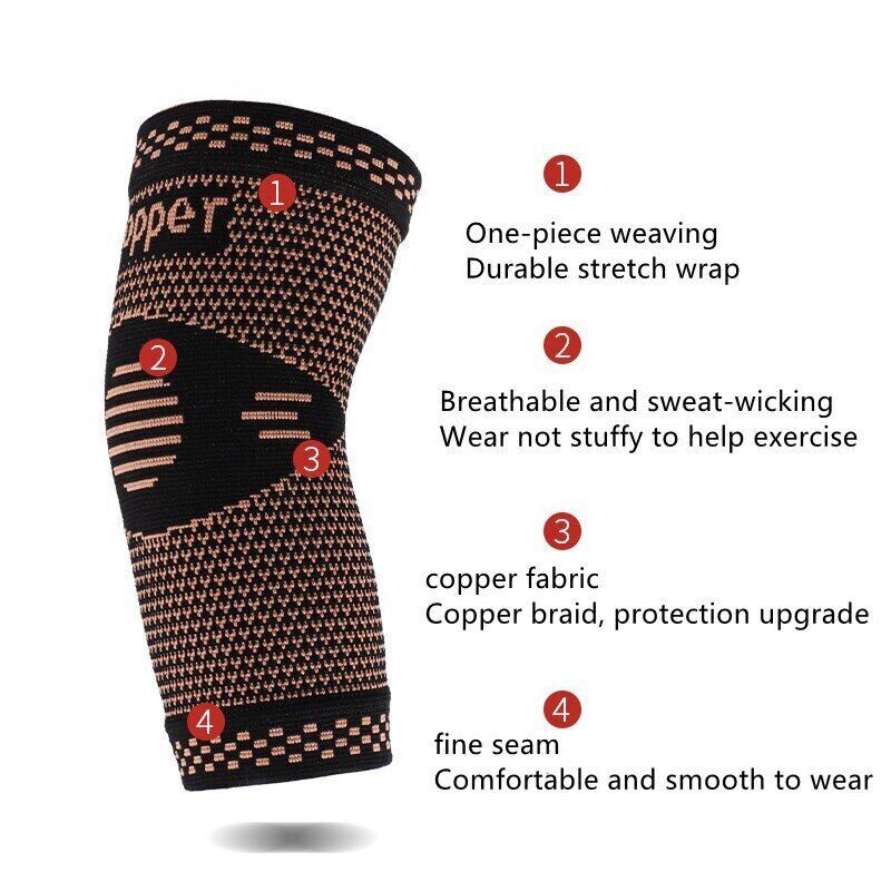 Copper Arm Compression Sleeve Elbow Brace Wrap Support Arthritis Tendonitis Pain