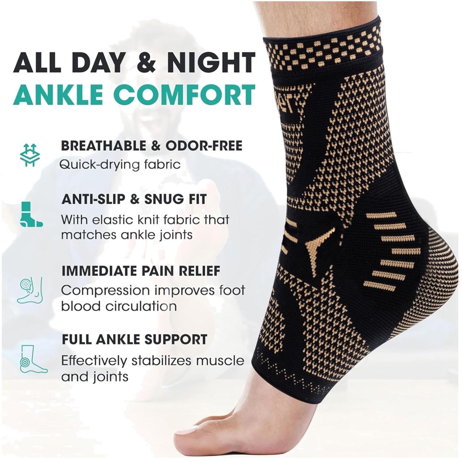 Copper Infused Ankle Brace 2 Pack, Men & Women