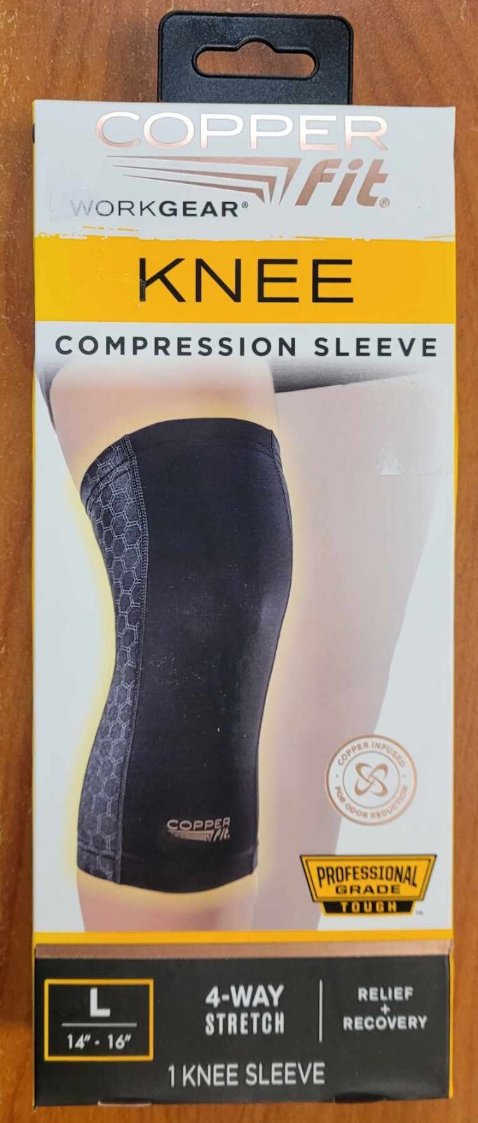 Copper Fit Work Gear Professional Unisex Large 14″-16″ Knee Compression Sleeve