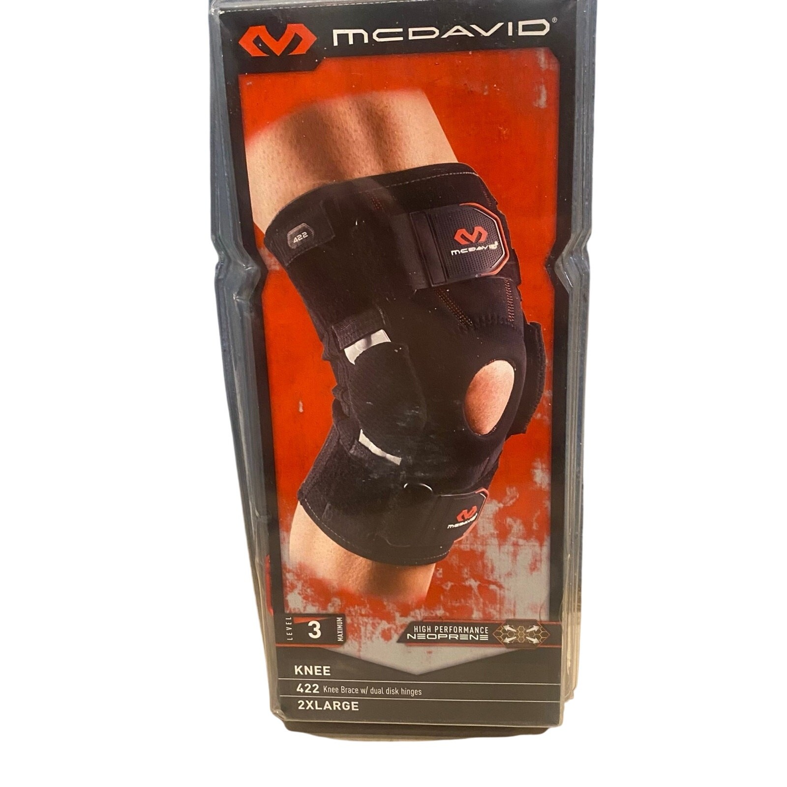McDavid 422 Dual Disc Hinged Knee Brace Size 2XL Level 3 Support Neoprene New