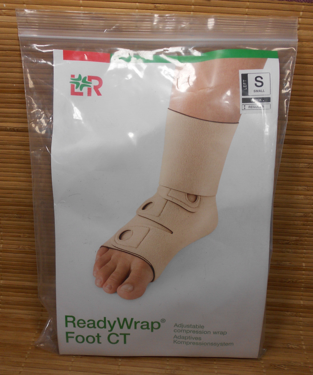 L&R ReadyWrap® Foot CT Adjustable Compression Wrap, SMALL , LEFT, Black, NIP