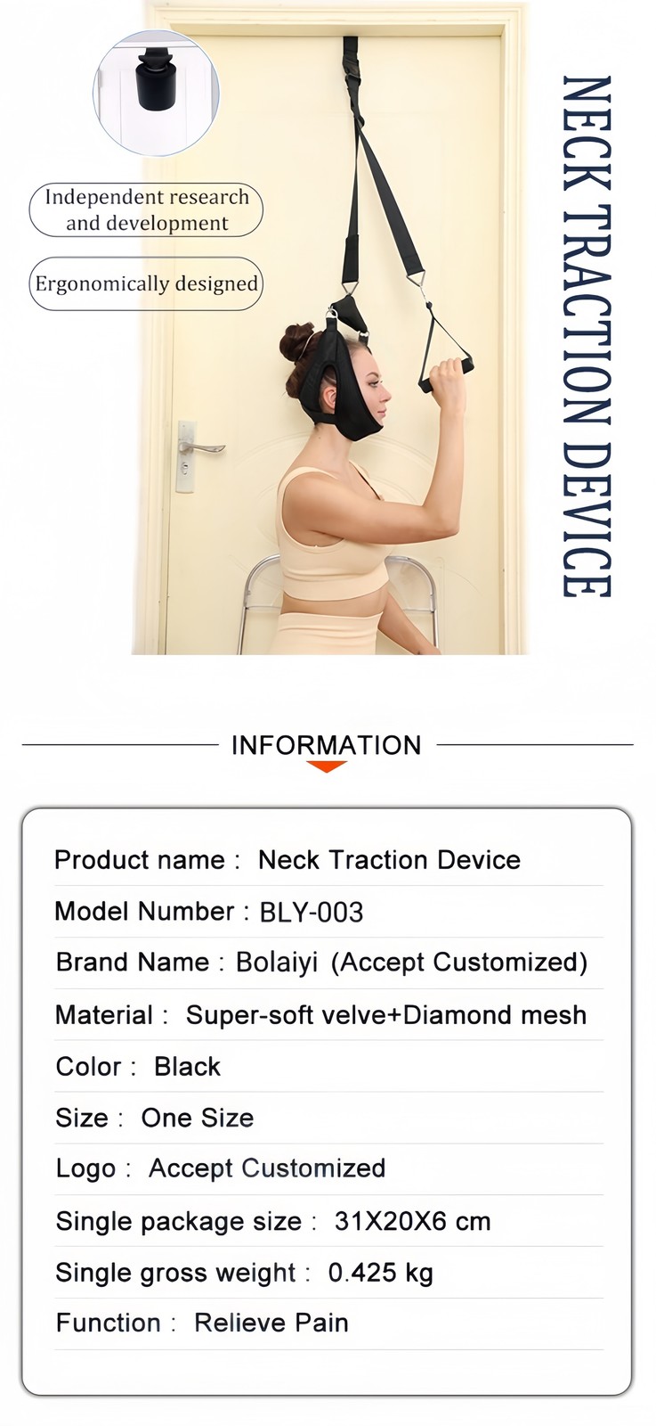 Cervical Neck Traction Device Over Door Home Use Neck Stretcher Portable vfd