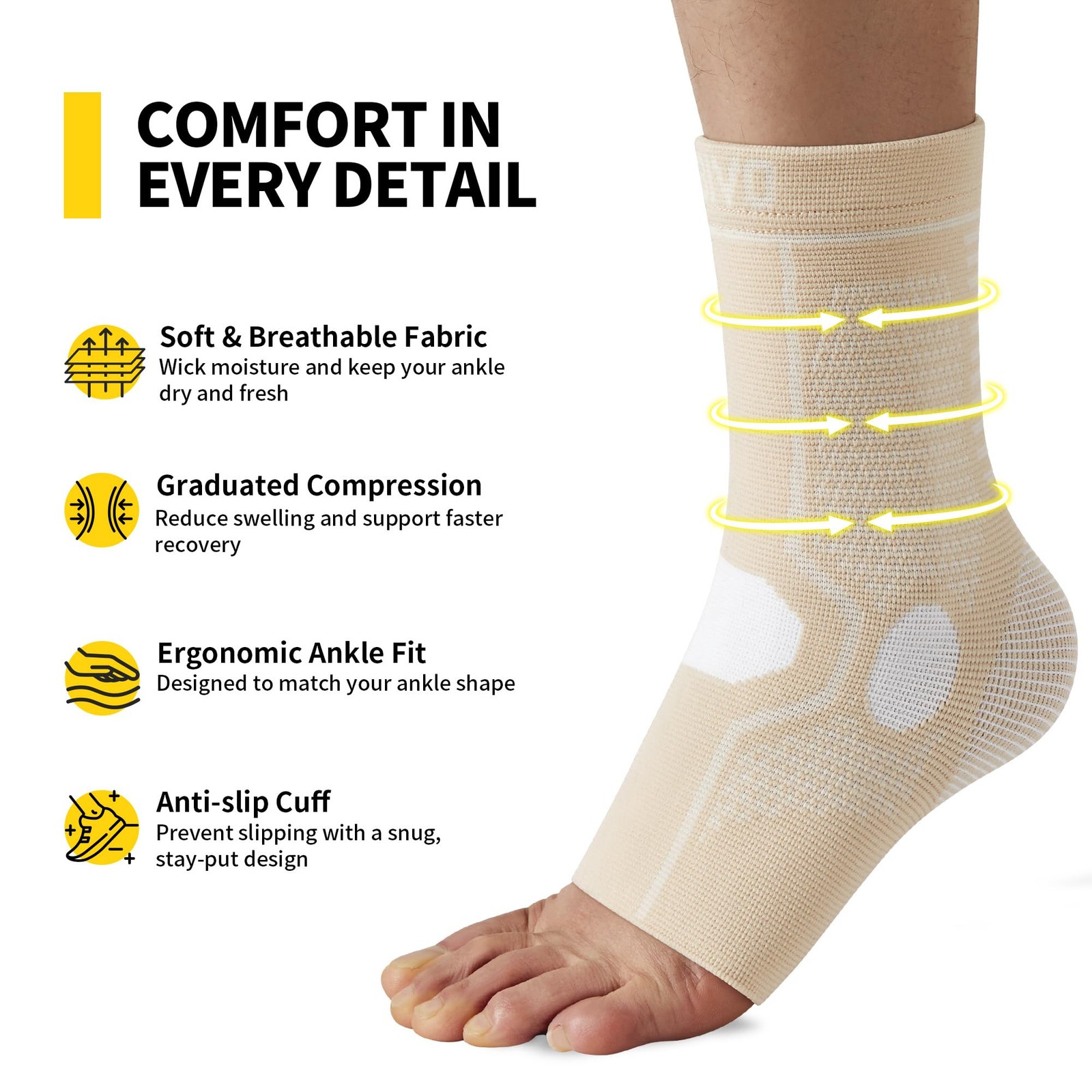 1 Pair Ankle Braces for Men and Women Ankle Compression Socks for Foot Pain D…