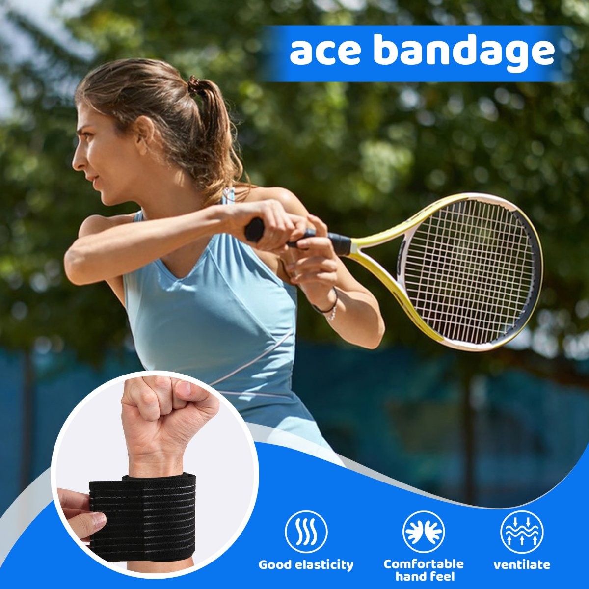 Extra Long Elastic Knee Wrap Compression Bandage Brace Support Elastic Knee2643