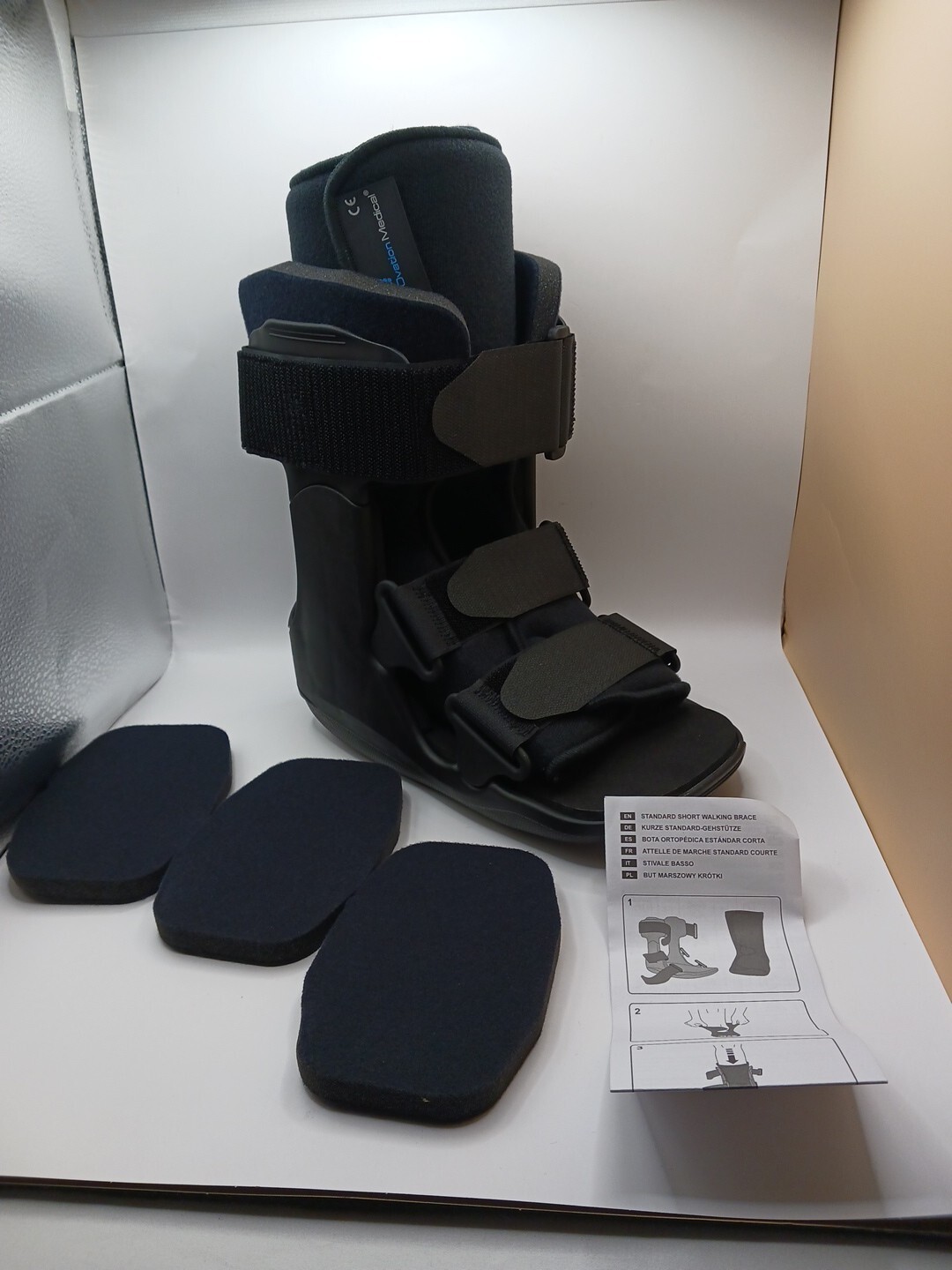 Ovation Medical Short Walker Boot Brace 11102 Black Size XS Extra Small New