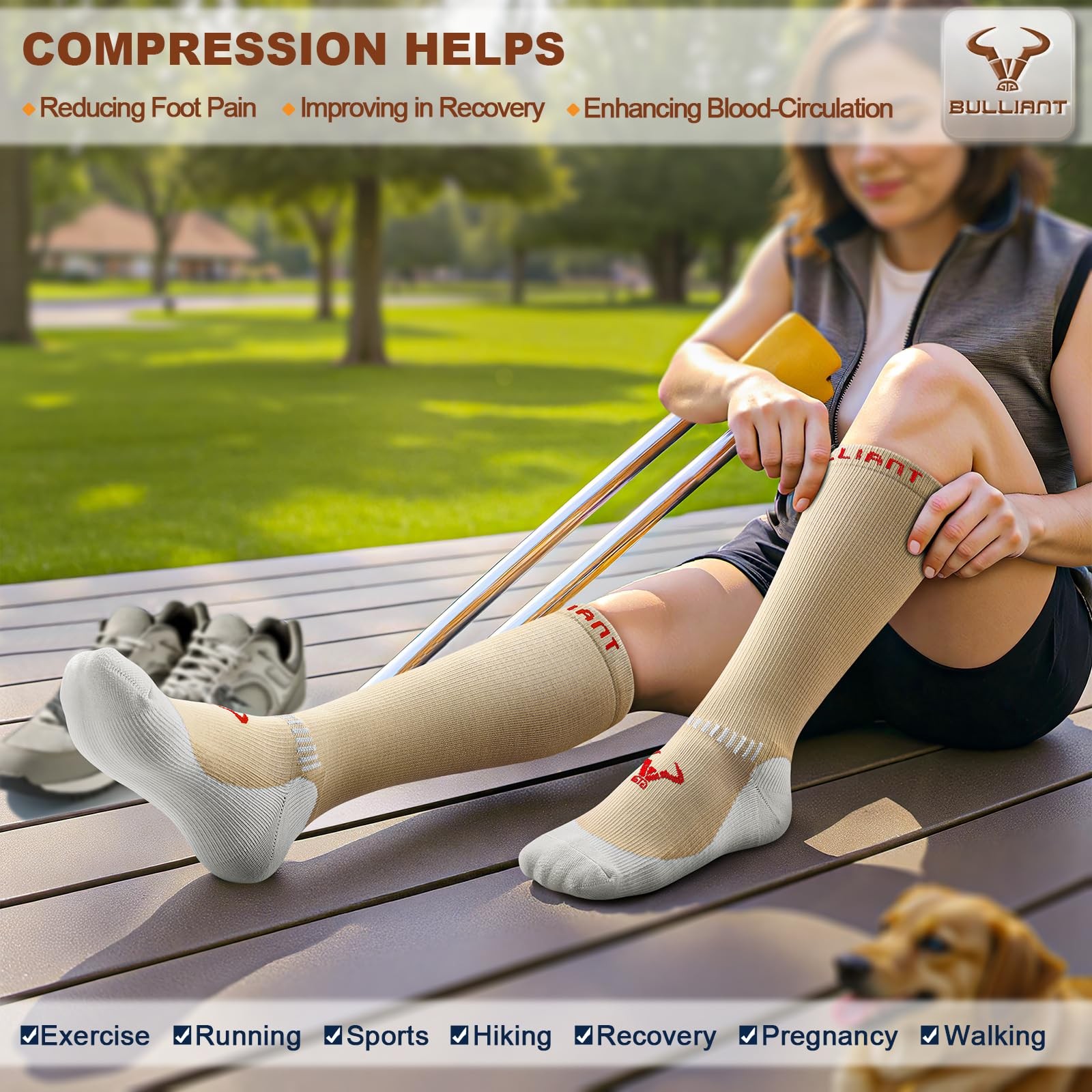 Men Compression Socks 3Pairs-Knee High Socks 15-20 Pressure Unise- Cushioned Sol